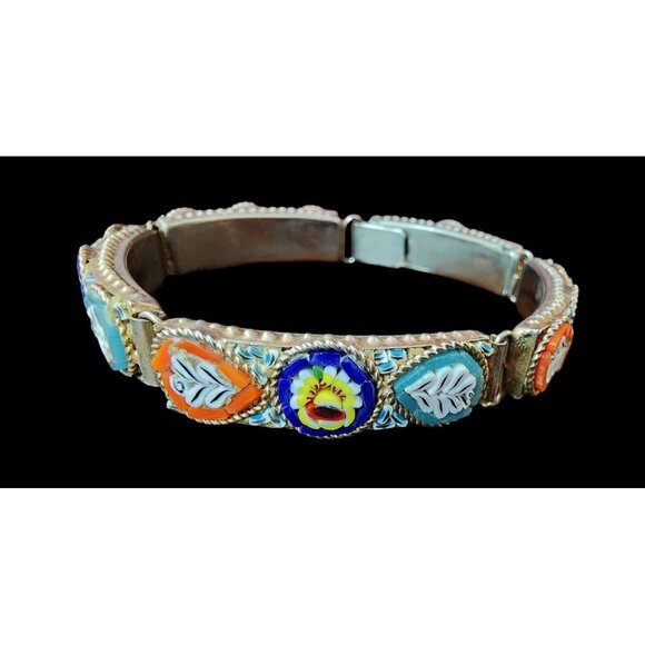 Pretty Vintage Mosaic Hinged Bracelet (A5792) - Picture 2 of 6